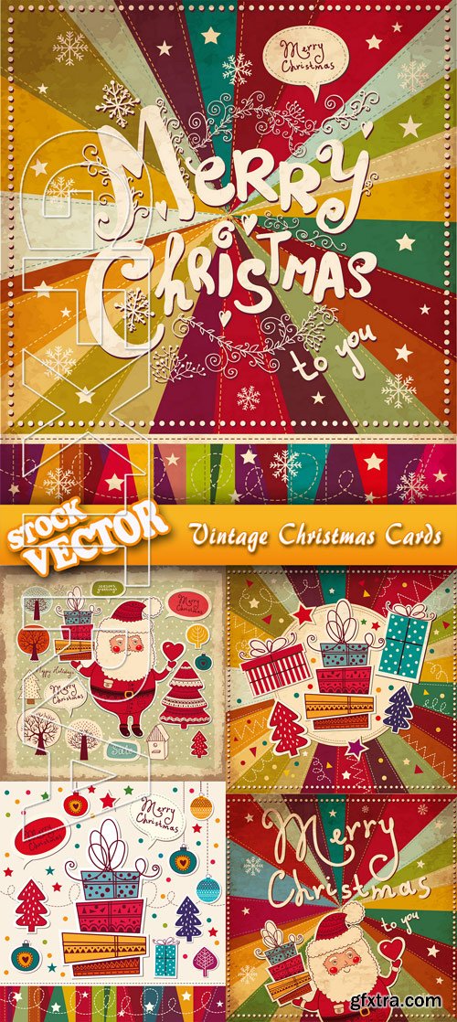 Stock Vector - Vintage Christmas Cards