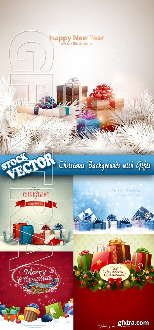 Stock Vector - Christmas Backgrounds with Gifts