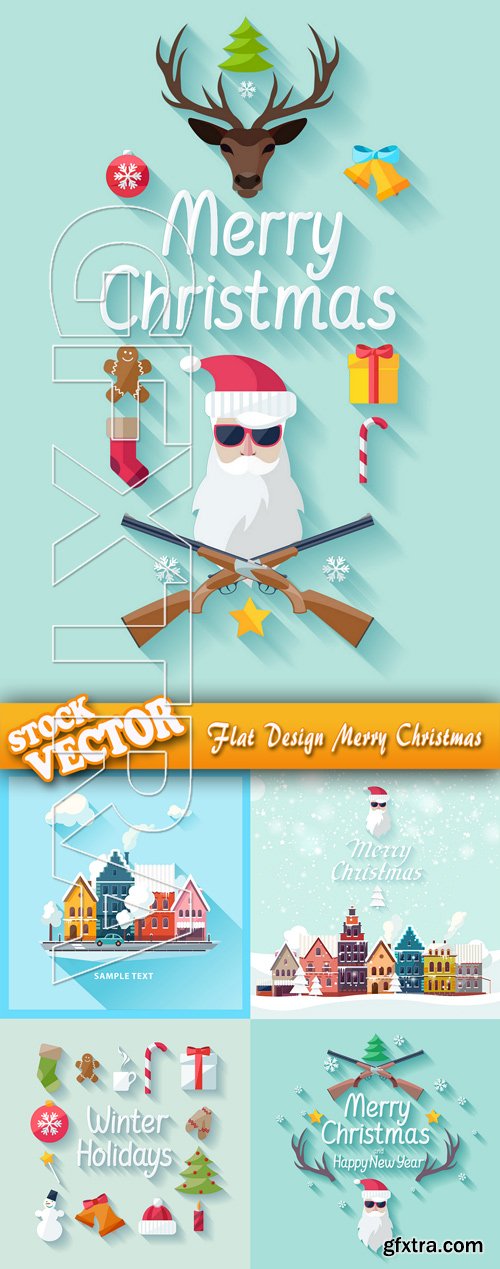 Stock Vector - Flat Design Merry Christmas