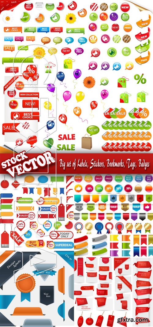 Stock Vector - Big set of Labels, Stickers, Bookmarks, Tags, Badges