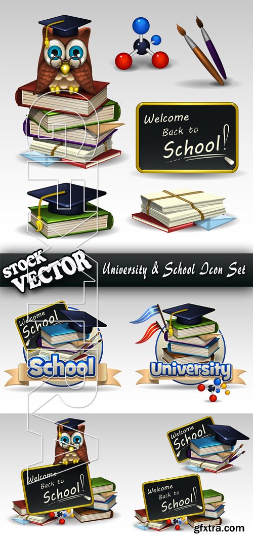 Stock Vector - University & School Icon Set