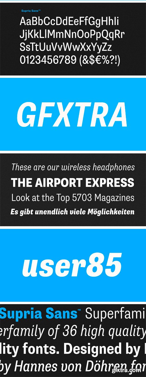 Supria Sans Condensed Font Family - 18 Fonts $449