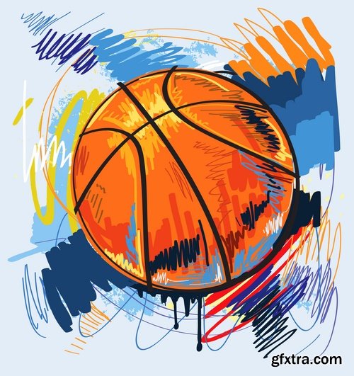 Collection of vector images of basketball 25 Eps