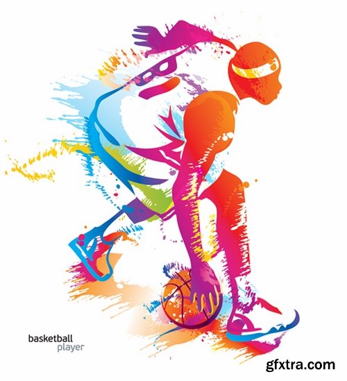 Collection of vector images of basketball 25 Eps