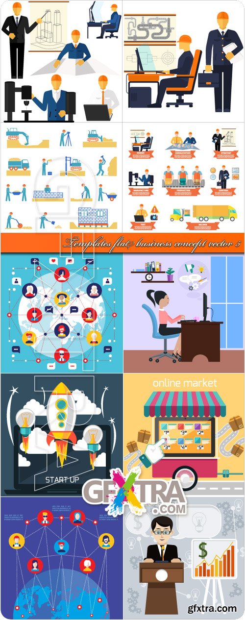 Templates flat business concept vector 5