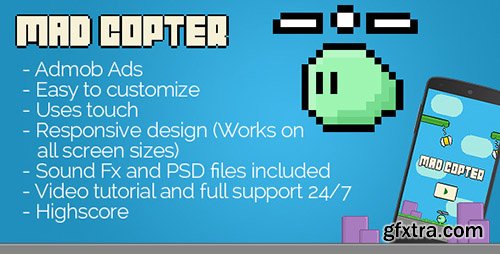 CodeCanyon - Mad Copter v1.2 - with Admob - Android Game + Interstitials + Leaderboards