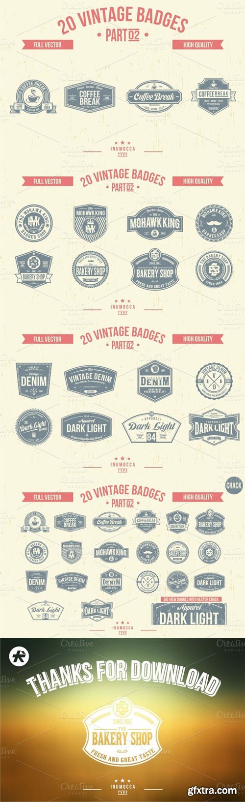 2O Vintage Badges (CLEAR & CRACK) 02 - CM 15730