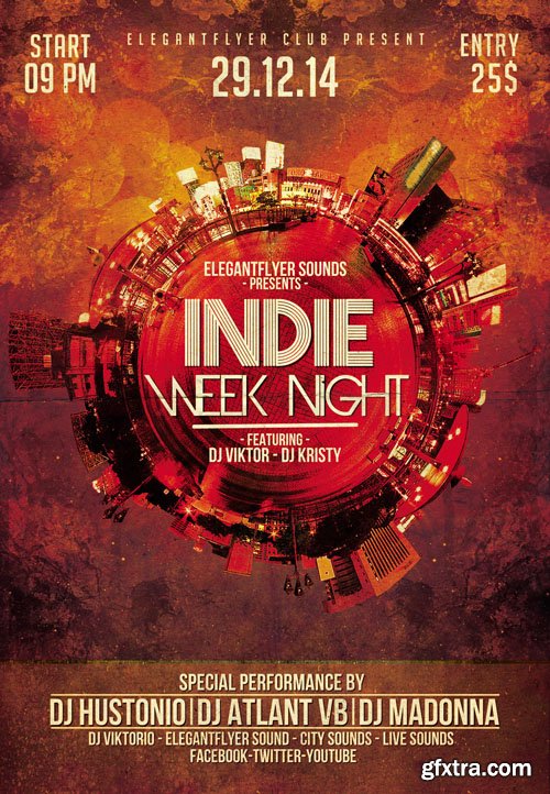 Indie Week Night  Flyer PSD Template