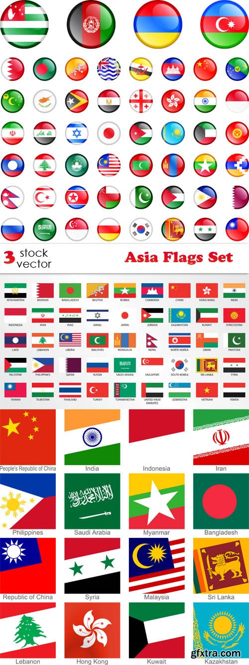 Vectors - Asia Flags Set