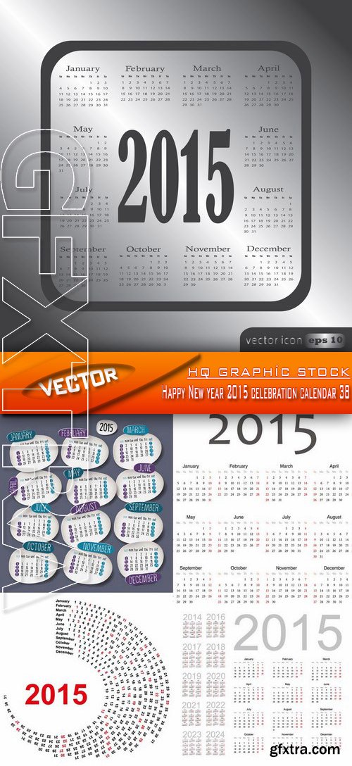 Stock Vector - Happy New year 2015 celebration calendar 38