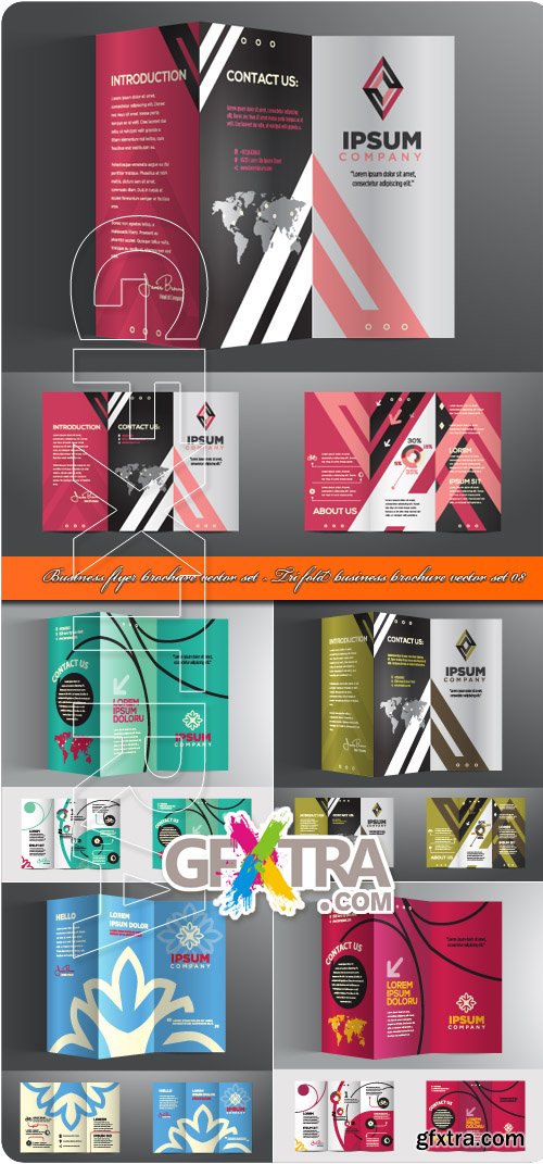 Business flyer brochure vector set - Tri fold business brochure vector set 08