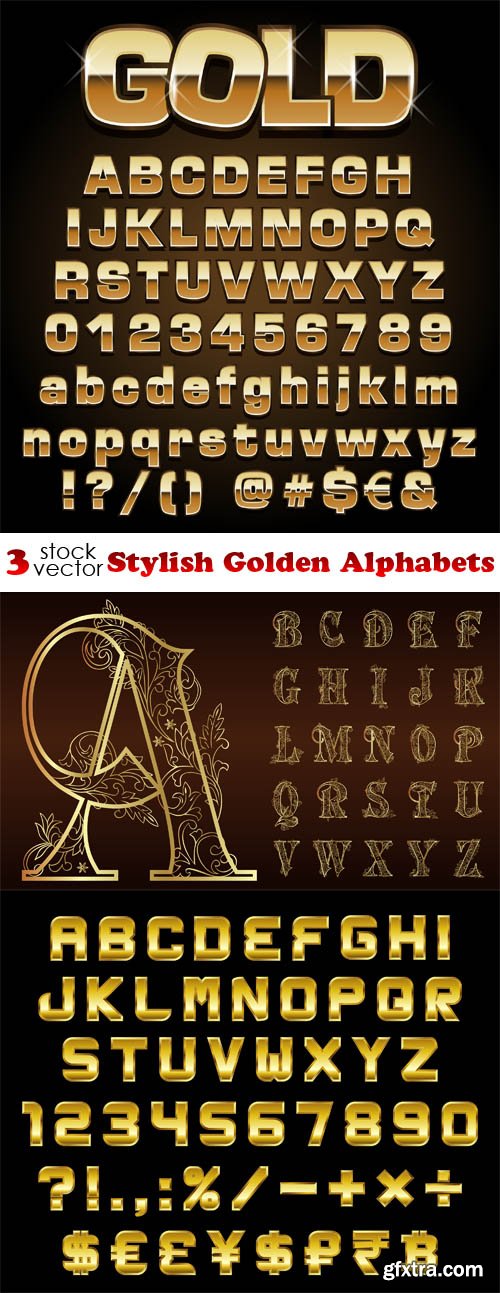 Vectors - Stylish Golden Alphabets