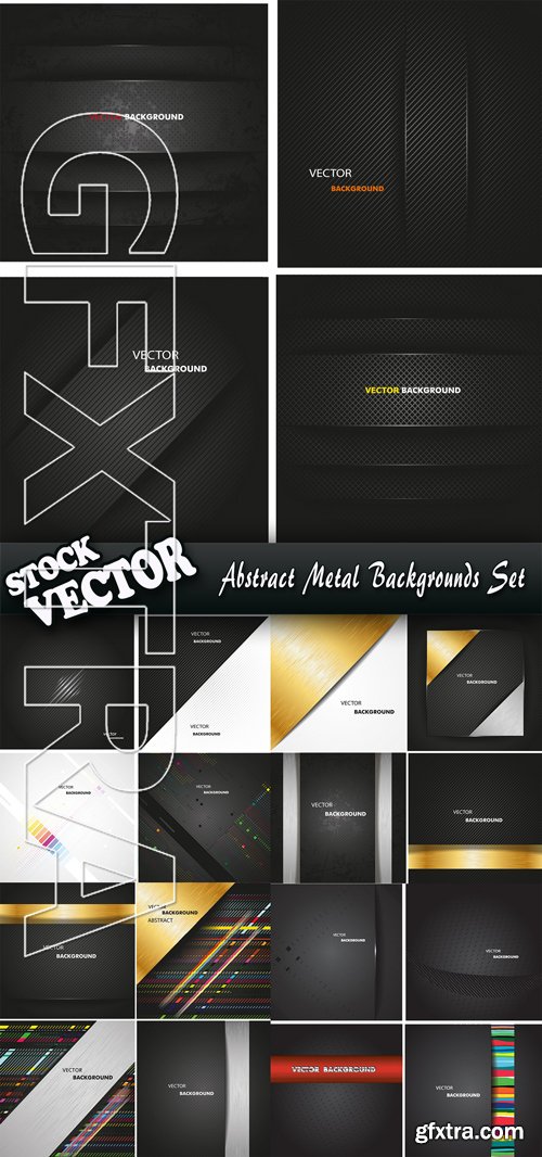 Stock Vector - Abstract Metal Backgrounds Set