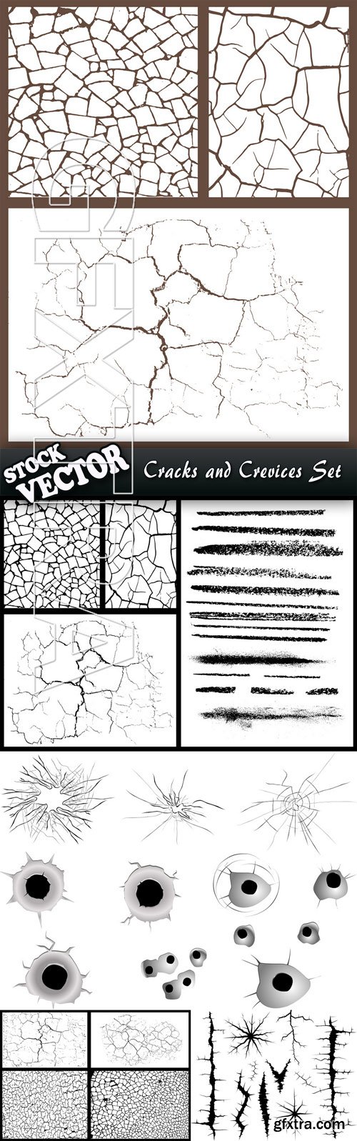 Stock Vector - Cracks and Crevices Set