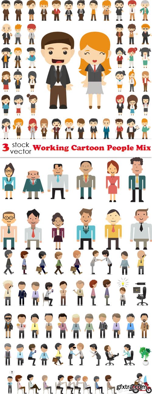 Vectors - Working Cartoon People Mix