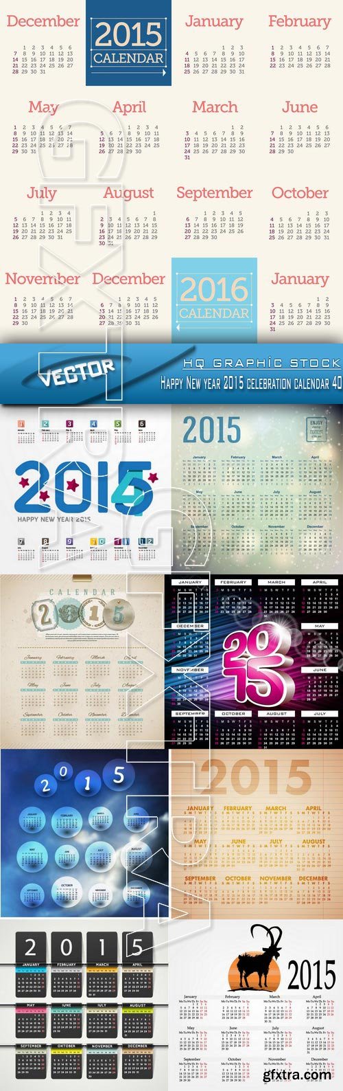 Stock Vector - Happy New year 2015 celebration calendar 40