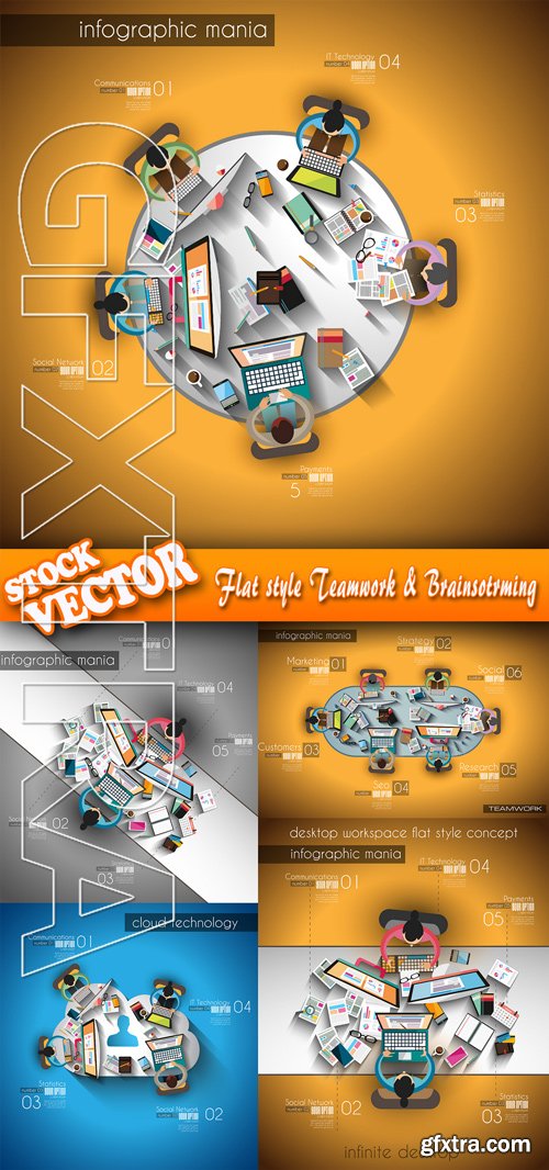 Stock Vector - Flat style Teamwork & Brainsotrming