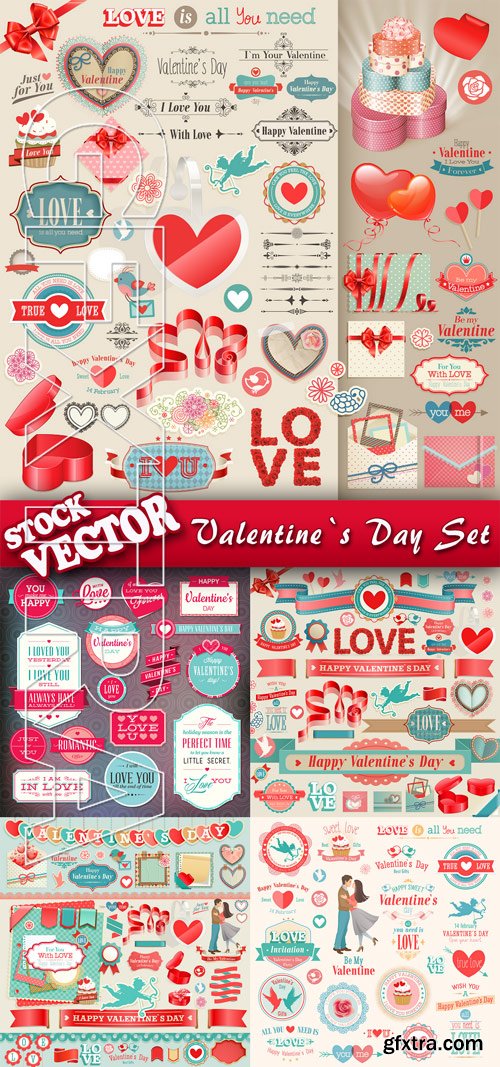 Stock Vector - Valentine`s Day Set