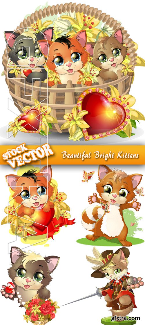 Stock Vector - Beautiful Bright Kittens