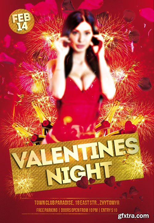 Valentines Night Club and Party Flyer Template