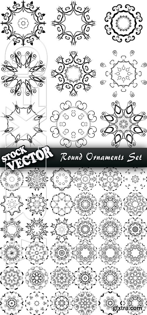 Stock Vector - Round Ornaments Set