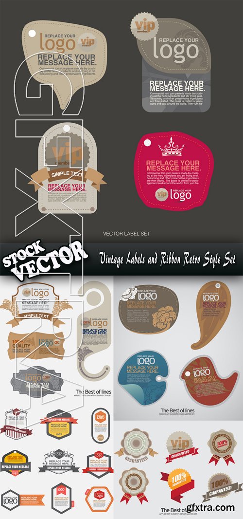 Stock Vector - Vintage Labels and Ribbon Retro Style Set