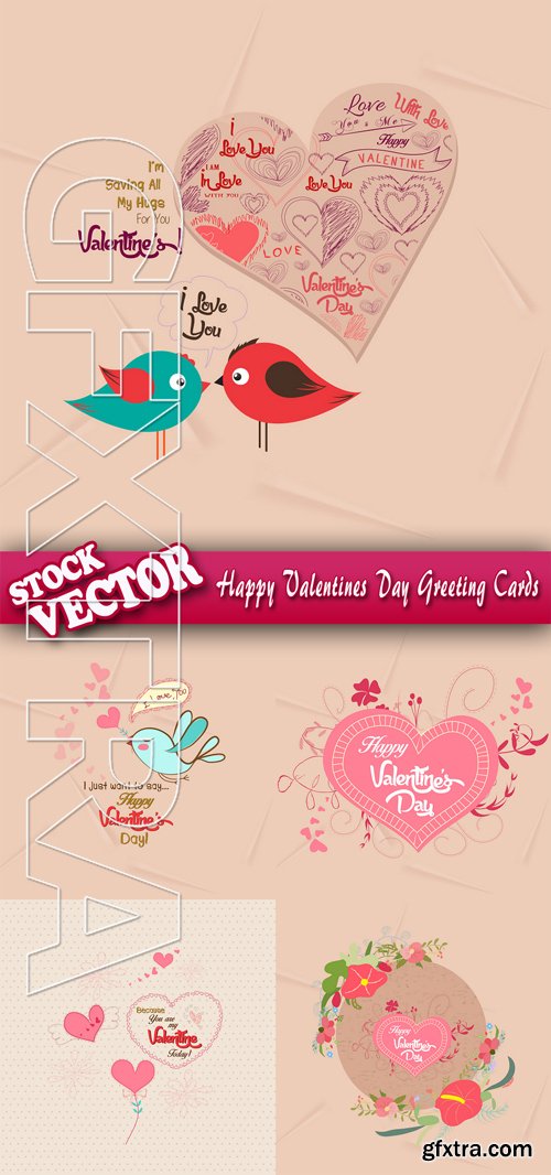 Stock Vector - Happy Valentines Day Greeting Cards