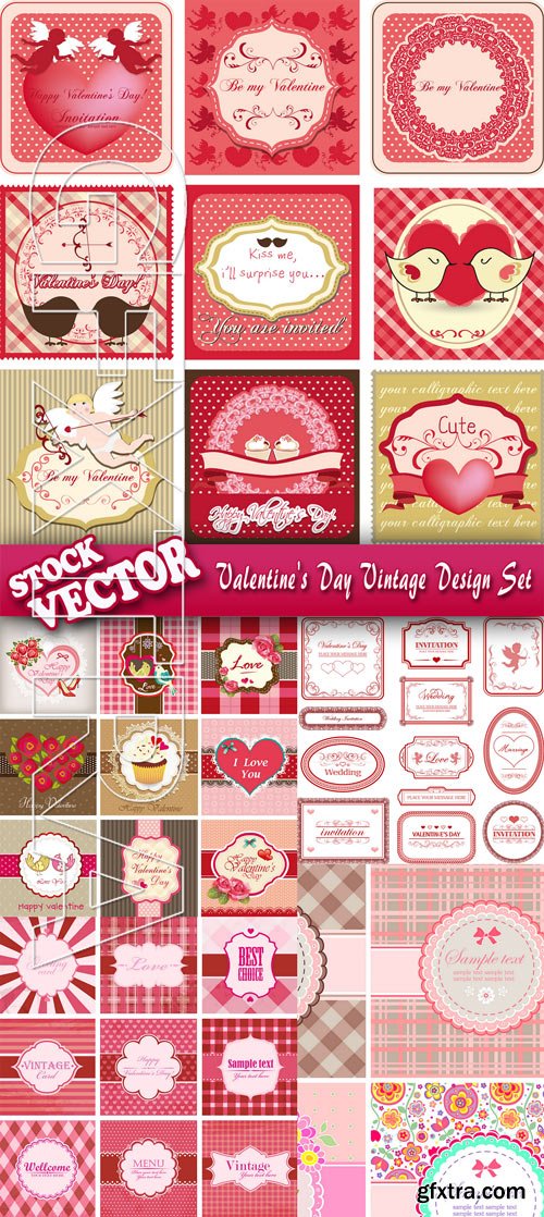 Stock Vector - Valentine\'s Day Vintage Design Set