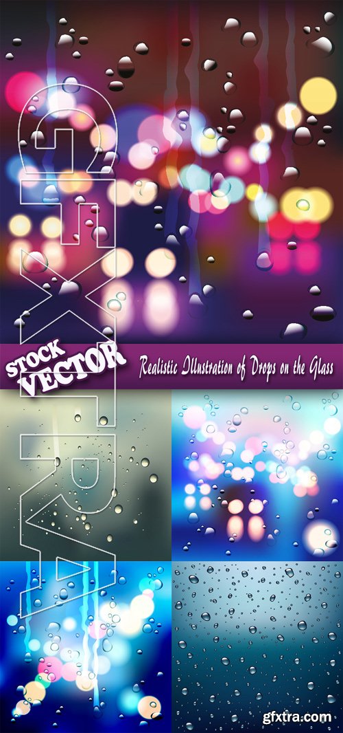 Stock Vector - Realistic Illustration of Drops on the Glass