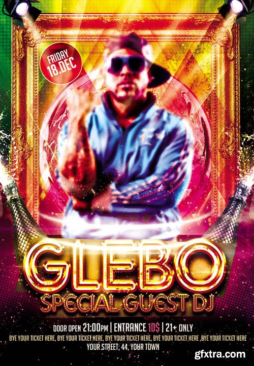 Special Guest DJ Glebo Club Flyer Template