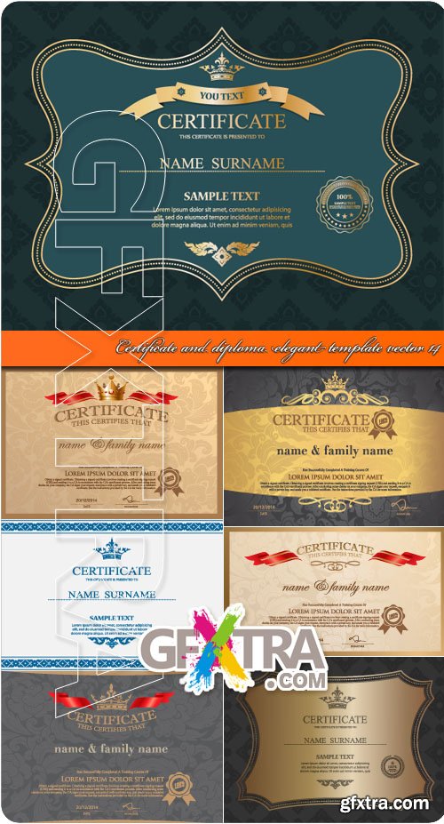 Certificate and diploma elegant template vector 14