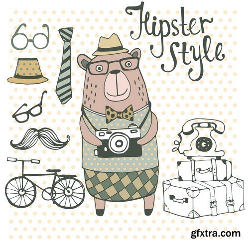 Stock Vectors - Hipster 3, 25xEPS