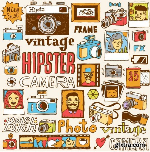 Stock Vectors - Hipster 3, 25xEPS