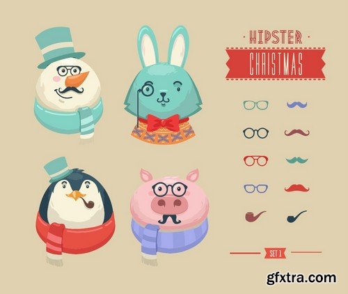 Stock Vectors - Hipster 3, 25xEPS