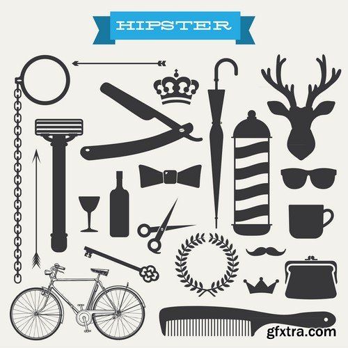 Stock Vectors - Hipster 3, 25xEPS