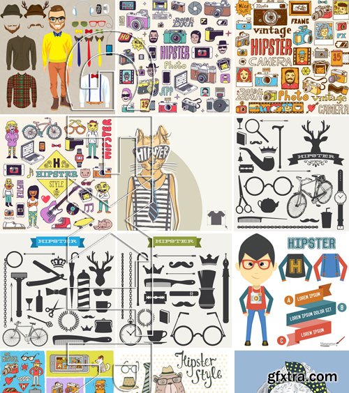 Stock Vectors - Hipster 3, 25xEPS