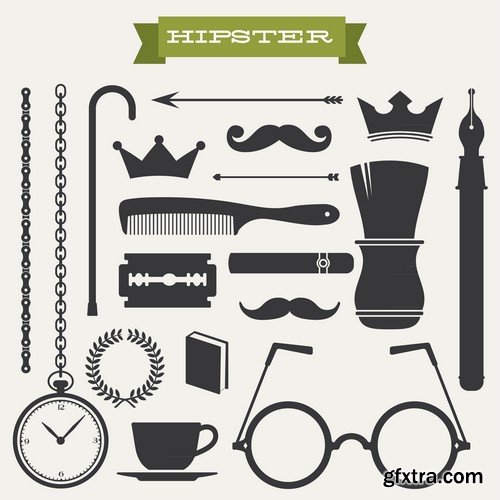 Stock Vectors - Hipster 3, 25xEPS