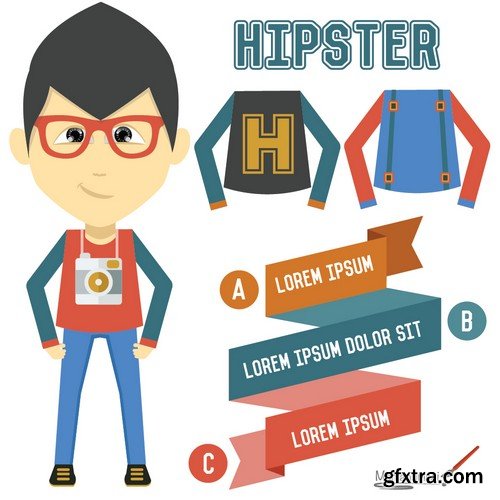 Stock Vectors - Hipster 3, 25xEPS