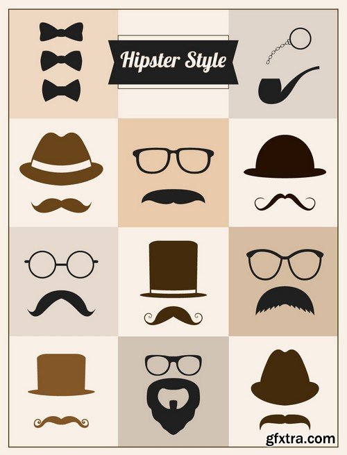 Stock Vectors - Hipster 3, 25xEPS