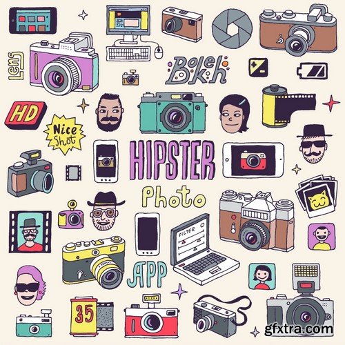 Stock Vectors - Hipster 3, 25xEPS