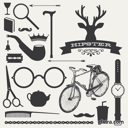 Stock Vectors - Hipster 3, 25xEPS