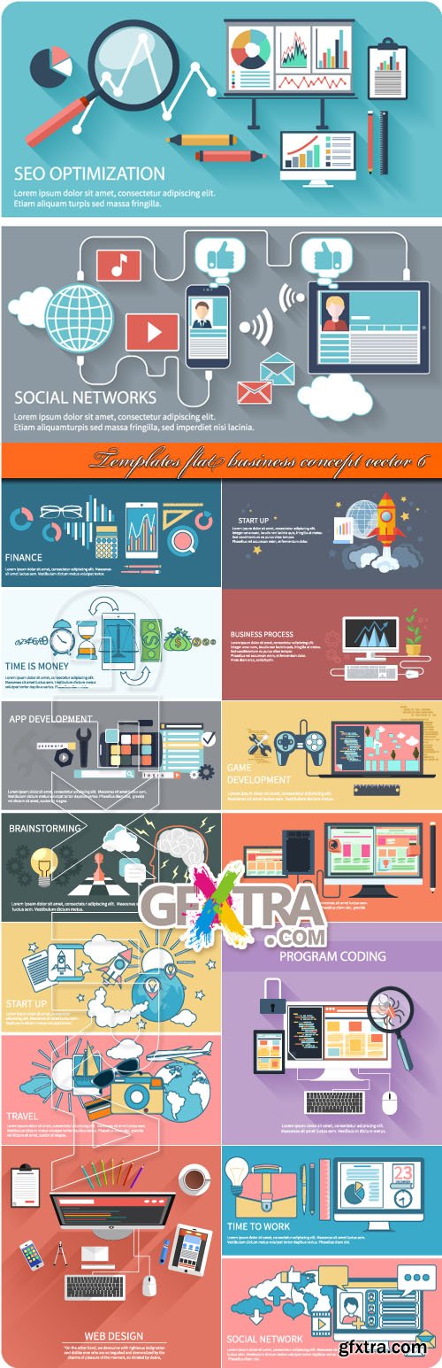 Templates flat business concept vector 6