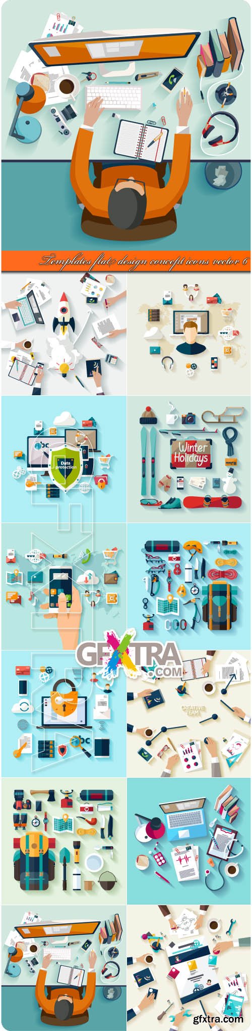 Templates flat design concept icons vector 6