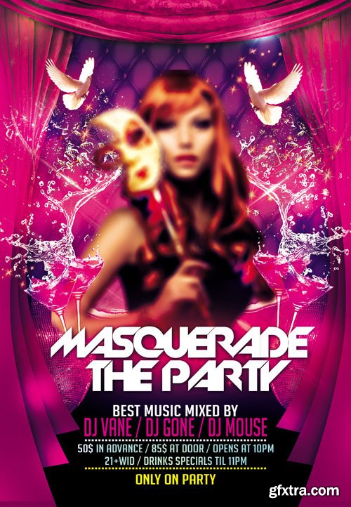 Masquerade Party Club Flyer PSD Template