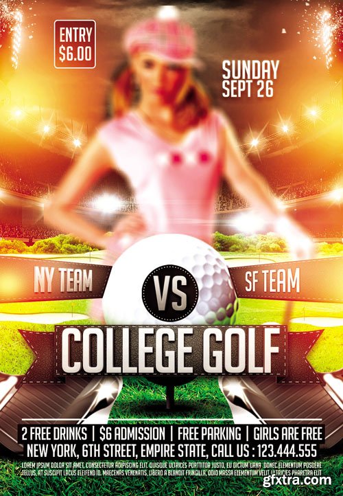 College Golf Flyer PSD Template