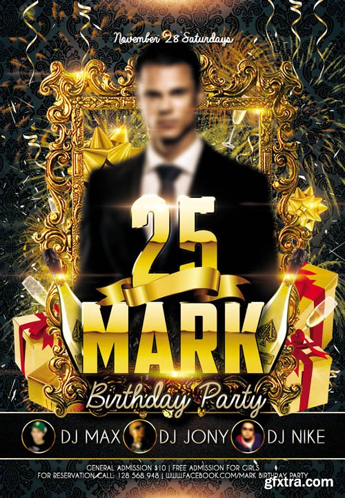 Mark Birthday Party Flyer PSD Template