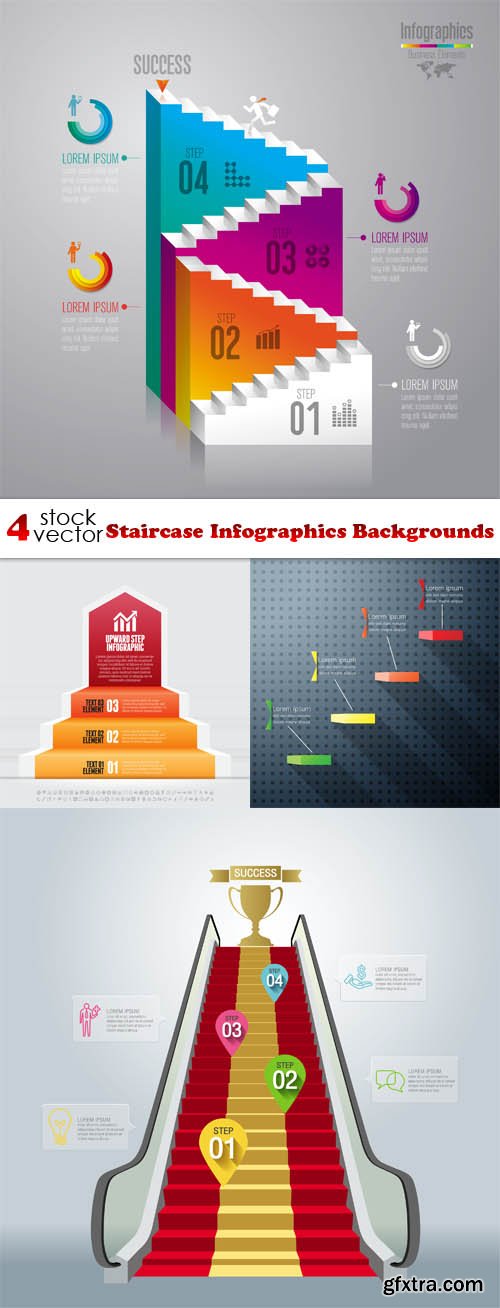 Vectors - Staircase Infographics Backgrounds