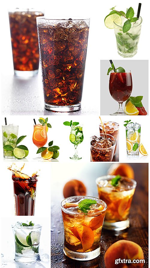 Drinks with ice, cola - stock photos