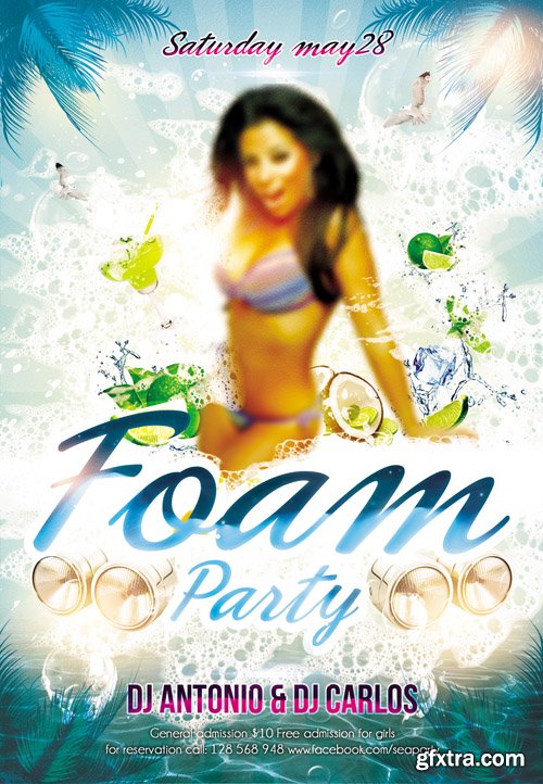 Foam Party Club Flyer PSD Template