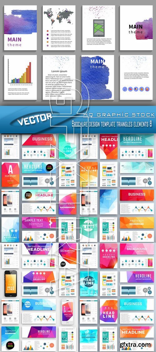 Stock Vector - Brochure design template triangles elements 8